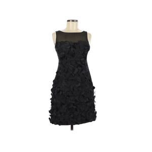Karen Millen Women's Silk Petal Dress US 6 Black Little Black Dress New 0108